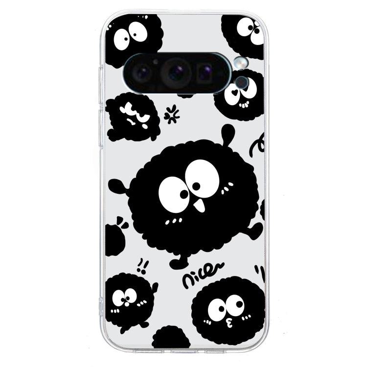 For Google Pixel 9 Colored Drawing Pattern Transparent TPU Phone Case(Black Eye)