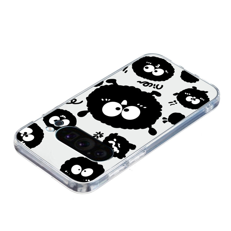 For Google Pixel 9 Colored Drawing Pattern Transparent TPU Phone Case(Black Eye)
