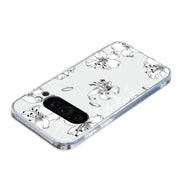 For Google Pixel 9 Colored Drawing Pattern Transparent TPU Phone Case(White Flower)