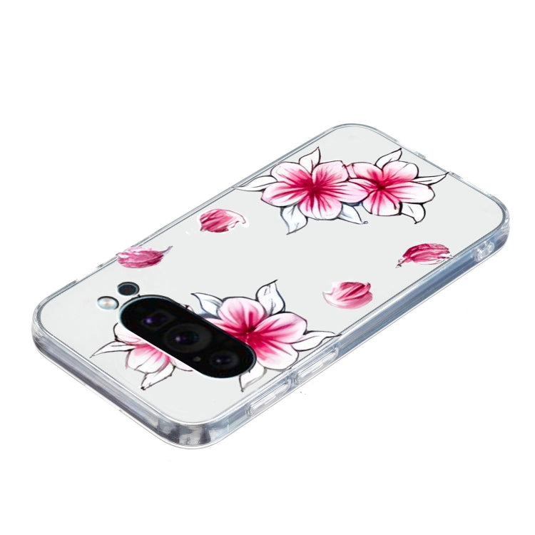For Google Pixel 9 Pro Colored Drawing Pattern Transparent TPU Phone Case(Sakura)