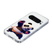 For Google Pixel 9 Pro Colored Drawing Pattern Transparent TPU Phone Case(Panda)