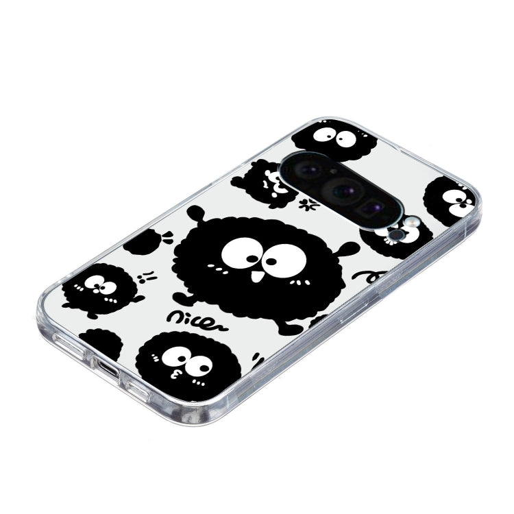 For Google Pixel 9 Pro Colored Drawing Pattern Transparent TPU Phone Case(Black Eye)