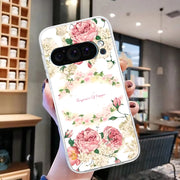 For Google Pixel 9 Pro Colored Drawing Pattern Transparent TPU Phone Case(Rose)