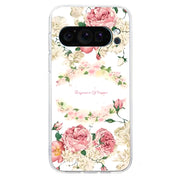 For Google Pixel 9 Pro Colored Drawing Pattern Transparent TPU Phone Case(Rose)