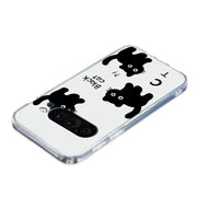 For Google Pixel 9 Pro Colored Drawing Pattern Transparent TPU Phone Case(Black Cat)