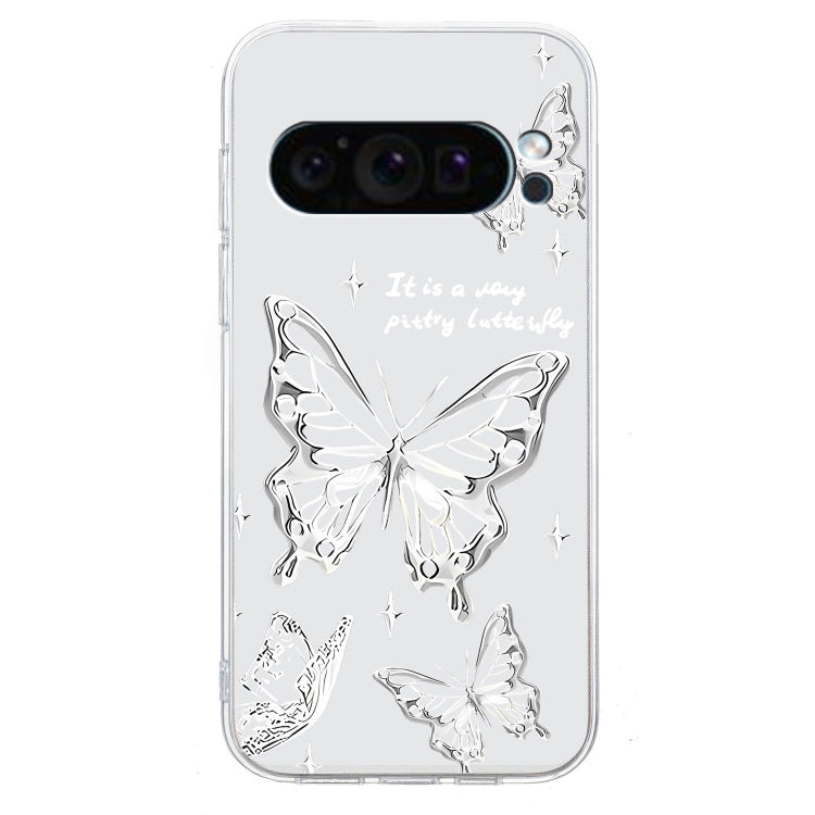 For Google Pixel 9 Pro Colored Drawing Pattern Transparent TPU Phone Case(Butterflies)