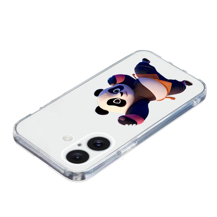 For iPhone 16 Colored Drawing Pattern Transparent TPU Phone Case(Panda)