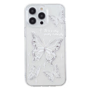 For iPhone 16 Pro Colored Drawing Pattern Transparent TPU Phone Case(Butterflies)