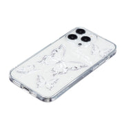 For iPhone 16 Pro Colored Drawing Pattern Transparent TPU Phone Case(Butterflies)