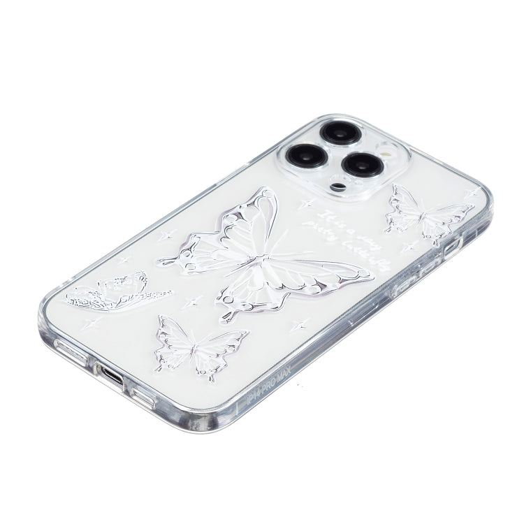 For iPhone 16 Pro Colored Drawing Pattern Transparent TPU Phone Case(Butterflies)