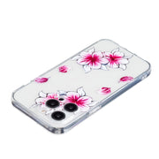 For iPhone 16 Pro Max Colored Drawing Pattern Transparent TPU Phone Case(Sakura)