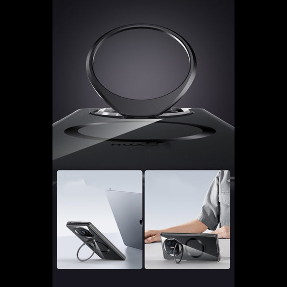 For Huawei Mate X5 Integrated MagSafe Metal Lens Holder PC Electroplating Phone Case(Black)
