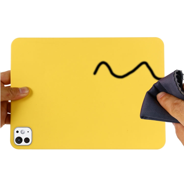 For iPad Pro 13 2024 Pure Color Liquid Silicone Shockproof Tablet Case(Yellow)