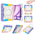 For iPad Air 13 2024 / 2025 Armor Portable Rotating Ring Holder Silicone Tablet Case with Pen Slot(Colorful Pink) - iPad Air 13 2025 / 2024 Cases by PMC TechLife | Online Shopping South Africa | PMC TechLife | Buy Now Pay Later Mobicred