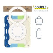 For iPad Air 13 2024 Armor Portable Rotating Ring Holder Silicone Tablet Case with Pen Slot(Colorful Blue)