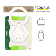 For iPad Air 13 2024 / 2025 Armor Portable Rotating Ring Holder Silicone Tablet Case with Pen Slot(Colorful Green)