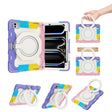 For iPad Pro 11 2024 Armor Portable Rotating Ring Holder Silicone Tablet Case with Pen Slot(Colorful Pink) - iPad Pro 11 2024 Cases by PMC TechLife | Online Shopping South Africa | PMC TechLife | Buy Now Pay Later Mobicred
