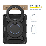 For iPad Pro 11 2024 Armor Portable Rotating Ring Holder Silicone Tablet Case with Pen Slot(Black)