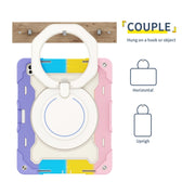 For iPad Pro 13 2024 Armor Portable Rotating Ring Holder Silicone Tablet Case with Pen Slot(Colorful Pink)