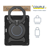 For iPad Pro 13 2024 Armor Portable Rotating Ring Holder Silicone Tablet Case with Pen Slot(Black)