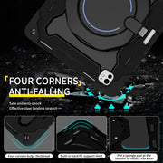 For iPad Pro 13 2024 Armor Portable Rotating Ring Holder Silicone Tablet Case with Pen Slot(Black)