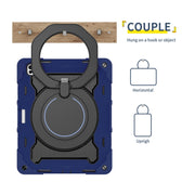 For iPad Pro 13 2024 Armor Portable Rotating Ring Holder Silicone Tablet Case with Pen Slot(Navy Blue)