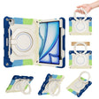 For iPad Air 11 2024 Armor Portable Rotating Ring Holder Silicone Tablet Case with Pen Slot(Colorful Blue) - iPad Air 11 2024 Cases by PMC TechLife | Online Shopping South Africa | PMC TechLife | Buy Now Pay Later Mobicred