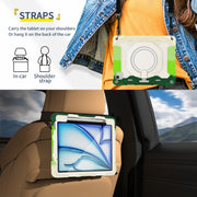 For iPad Air 11 2024 / 2025 Armor Portable Rotating Ring Holder Silicone Tablet Case with Pen Slot(Colorful Green)