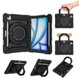 For iPad Air 11 2024 / 2025 Armor Portable Rotating Ring Holder Silicone Tablet Case with Pen Slot(Black) - iPad Air 11 2025 / 2024 Cases by PMC TechLife | Online Shopping South Africa | PMC TechLife | Buy Now Pay Later Mobicred