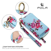 For Samsung Galaxy S24 5G POLA Flower Multi-functional Zipper Wallet Leather Phone Case(Sky Blue)