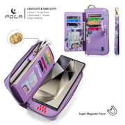 For Samsung Galaxy S24 5G POLA Flower Multi-functional Zipper Wallet Leather Phone Case(Purple)