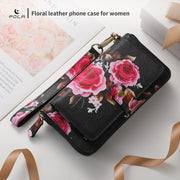 For Samsung Galaxy S24+ 5G POLA Flower Multi-functional Zipper Wallet Leather Phone Case(Black)