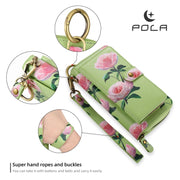 For Samsung Galaxy S24+ 5G POLA Flower Multi-functional Zipper Wallet Leather Phone Case(Green)