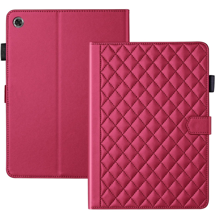 For Lenovo Tab M10 Plus 10.6 3rd Gen Rhombus Lattice Leather Smart Tablet Case(Red)