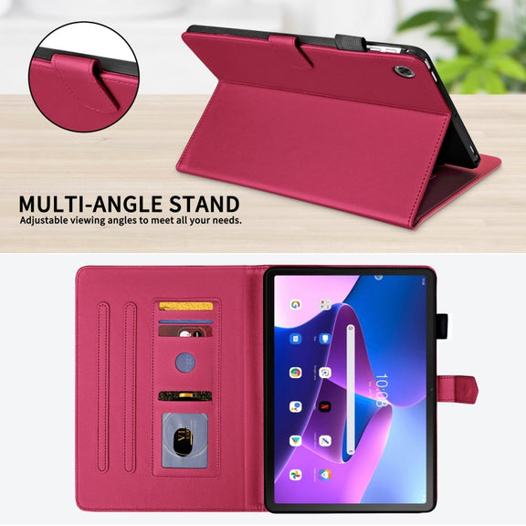 For Lenovo Tab M10 Plus 10.6 3rd Gen Rhombus Lattice Leather Smart Tablet Case(Red)