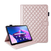 For Lenovo Tab M10 Plus 10.6 3rd Gen Rhombus Lattice Leather Smart Tablet Case(Rose Gold)