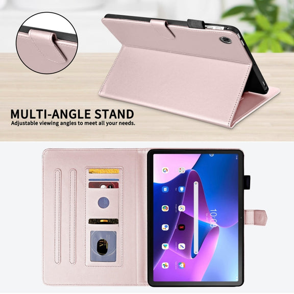 For Lenovo Tab M10 Plus 10.6 3rd Gen Rhombus Lattice Leather Smart Tablet Case(Rose Gold)