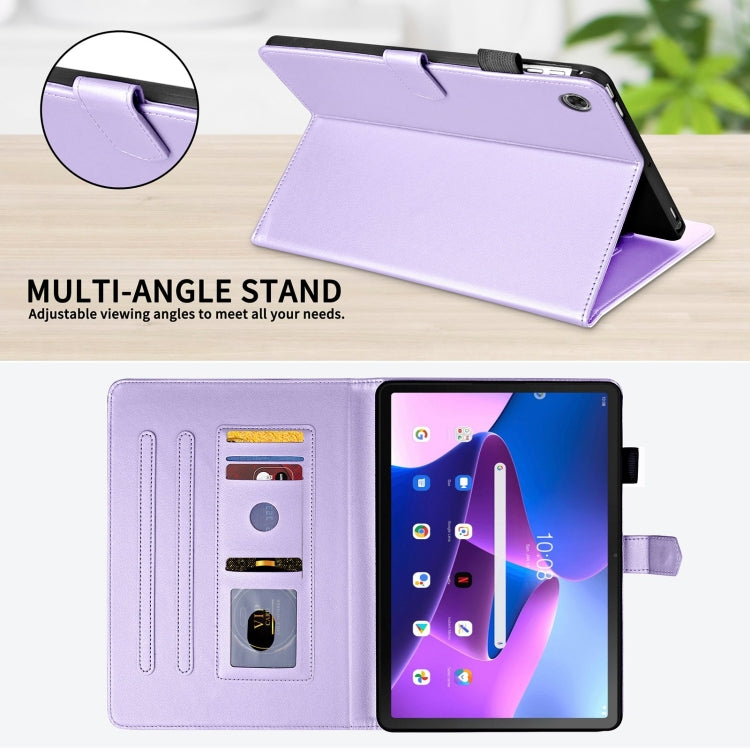 For Lenovo Tab M10 Plus 10.6 3rd Gen Rhombus Lattice Leather Smart Tablet Case(Purple)