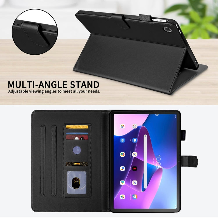 For Lenovo Tab M10 Plus 10.6 3rd Gen Rhombus Lattice Leather Smart Tablet Case(Black)