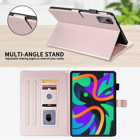 For Lenovo Tab M11 / Xiaoxin Pad 11 2024 Rhombus Lattice Leather Tablet Case(Rose Gold)