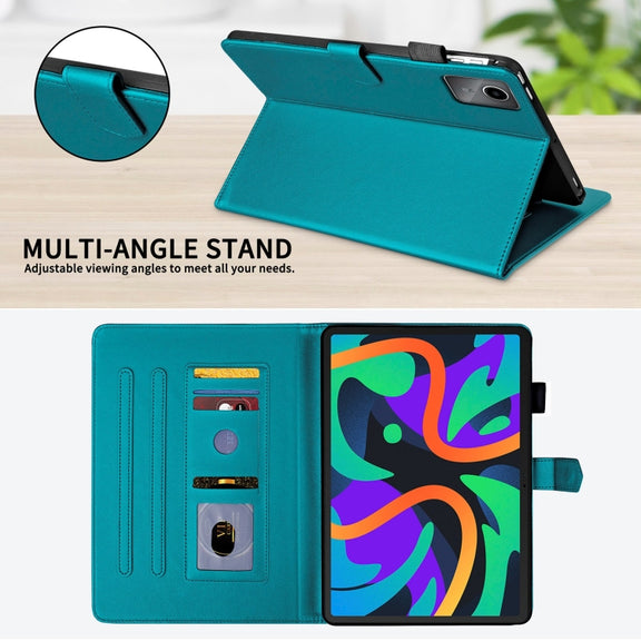 For Lenovo Tab M11 / Xiaoxin Pad 11 2024 Rhombus Lattice Leather Tablet Case(Dark Green)