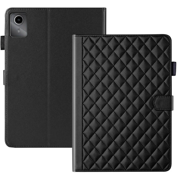 For Lenovo Tab M11 / Xiaoxin Pad 11 2024 Rhombus Lattice Leather Tablet Case(Black)