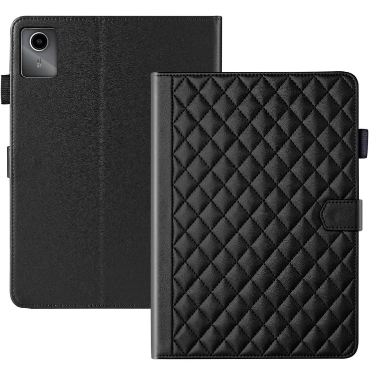 For Lenovo Tab M11 / Xiaoxin Pad 11 2024 Rhombus Lattice Leather Tablet Case(Black)