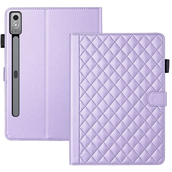 For Lenovo Xiaoxin Pad Pro 12.7 2023 Rhombus Lattice Leather Tablet Case(Purple)