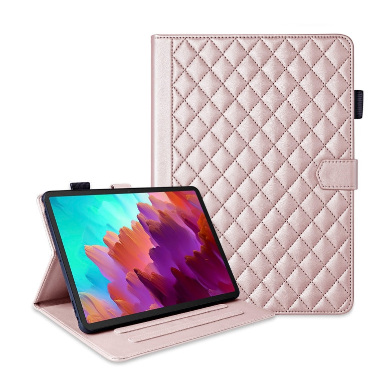 For Lenovo Tab P11 Gen 2 Rhombus Lattice Leather Tablet Case(Rose Gold)
