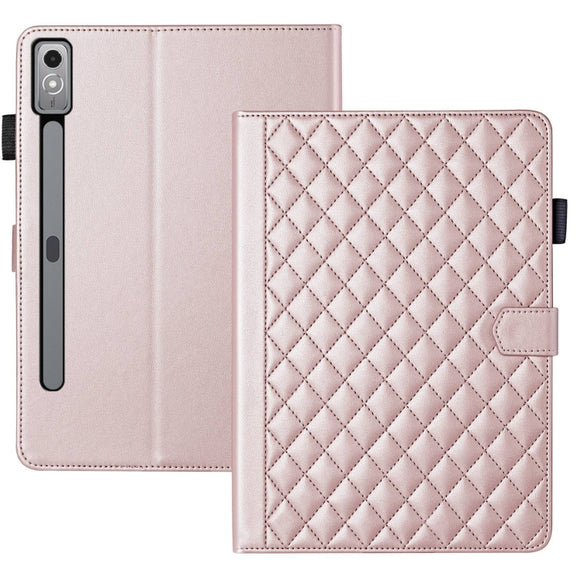 For Lenovo Tab P11 Gen 2 Rhombus Lattice Leather Tablet Case(Rose Gold)