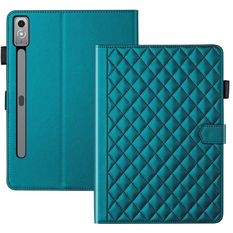 For Lenovo Tab P11 Gen 2 Rhombus Lattice Leather Tablet Case(Dark Green)