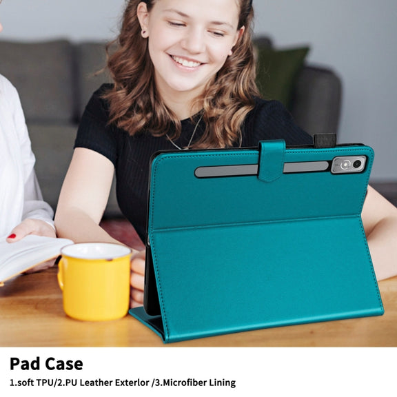 For Lenovo Tab P11 Gen 2 Rhombus Lattice Leather Tablet Case(Dark Green)