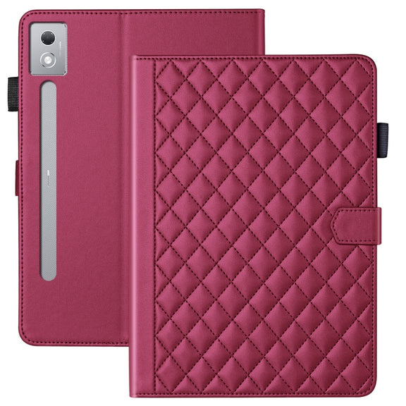 For Lenovo Xiaoxin Pad Pro 12.7 2025 Rhombus Lattice Leather Tablet Case(Red)