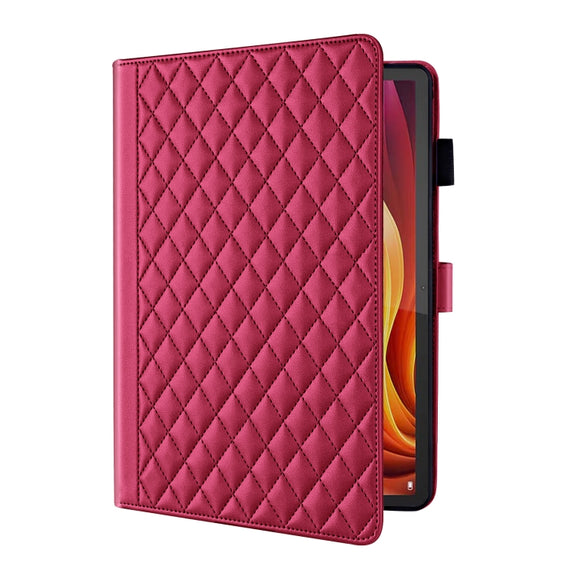 For Lenovo Xiaoxin Pad Pro 12.7 2025 Rhombus Lattice Leather Tablet Case(Red)